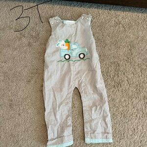 EasterStriped Gray Kids Bodysuit with Truck Design